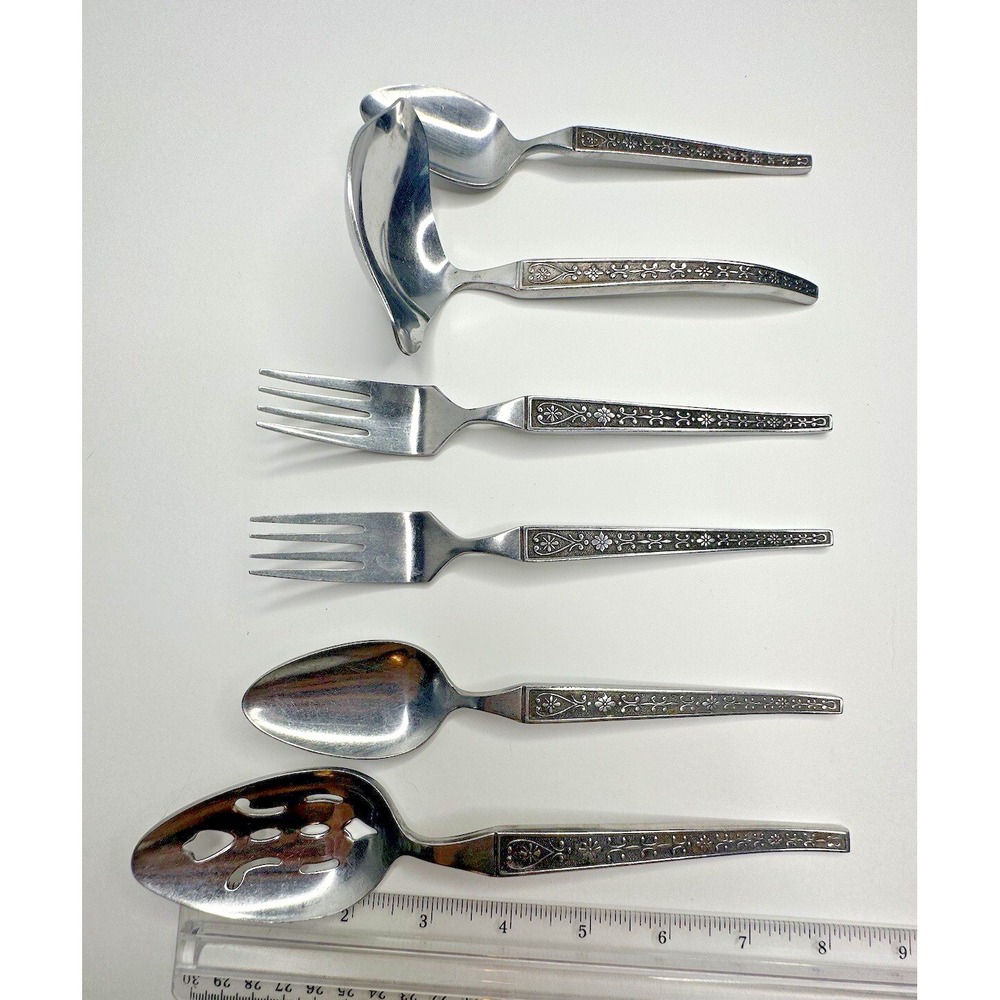 United Silver Co Riviera Cordova Stainless Flatware Replacement 6 Pc Serving